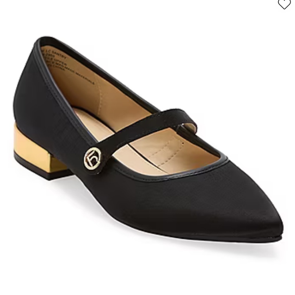 Liz Claiborne Santry Black Satin Pointed Toe Mary Jane Flat Shoes Size 11 - Picture 1 of 16